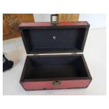 Pair of Vintage Pyrography Wood Boxes for Gloves, Scarves, Stockings, and More