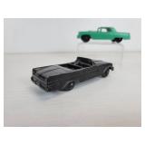 Vintage Tootsie Toys - Black Chrysler and Aqua Ford Thunderbird