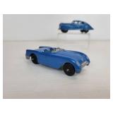 Vintage Tootsie Toys - Blue Chevy Corvette and Blue Chevy Fastback Coupe