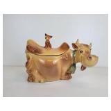 Vintage McCoy Brush W-10 Brown Cow with Cat Cookie Jar