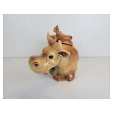 Vintage McCoy Brush W-10 Brown Cow with Cat Cookie Jar