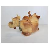 Vintage McCoy Brush W-10 Brown Cow with Cat Cookie Jar