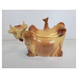 Vintage McCoy Brush W-10 Brown Cow with Cat Cookie Jar
