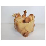 Vintage McCoy Brush W-10 Brown Cow with Cat Cookie Jar
