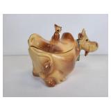 Vintage McCoy Brush W-10 Brown Cow with Cat Cookie Jar