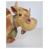 Vintage McCoy Brush W-10 Brown Cow with Cat Cookie Jar