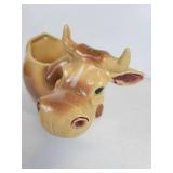 Vintage McCoy Brush W-10 Brown Cow with Cat Cookie Jar