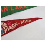 Lot of (3) Vintage Felt Pennants - Civilian Conservation Corps, Dunnigan Lake, and Itasca State Park