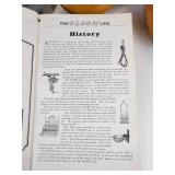 Tall Galvanized Bucket, Wooden Clogs, and "The Olson Line" 1930 Sales Magazine from Albert Lea, MN