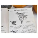 Tall Galvanized Bucket, Wooden Clogs, and "The Olson Line" 1930 Sales Magazine from Albert Lea, MN