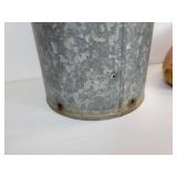 Tall Galvanized Bucket, Wooden Clogs, and "The Olson Line" 1930 Sales Magazine from Albert Lea, MN