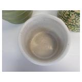 Pair of Robinson Ransbottom Crocks, Haeger Planter 3789-8, and Unmarked White Crock