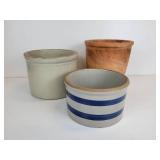Lot of (2) Crocks and Terra Cotta Plant Pot