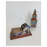 Vintage Tin Litho Toys - Marx Rotary Printing Press and Marx Daredevil Flyer Airplane Skyscraper