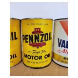 Lot of (4) Motor Oil Quart Cans - (2) Pennzoil and (2) Valvoline
