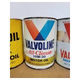 Lot of (4) Motor Oil Quart Cans - (2) Pennzoil and (2) Valvoline