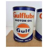 Lot of (4) Vintage Gulflube Motor Oil Quart Cans