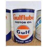 Lot of (4) Vintage Gulflube Motor Oil Quart Cans