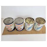 Lot of (4) Vintage Gulflube Motor Oil Quart Cans