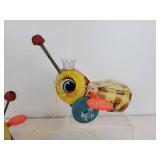 Pair of New Old Stock Fisher-Price Queen Buzzy Bee Pull-Behind Toys