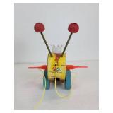 Pair of New Old Stock Fisher-Price Queen Buzzy Bee Pull-Behind Toys