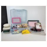 Lot of Stamping Supplies and Accessories, Ink Pads, Stamp Scrubber, Paper Stock, Glitter, and More!