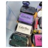 Lot of Stamping Supplies and Accessories, Ink Pads, Stamp Scrubber, Paper Stock, Glitter, and More!