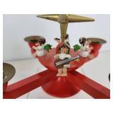 Lot of Vintage Christmas Décor - Miniature Nativity, Advent Candle Holder, and Brass Candlesticks