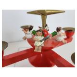 Lot of Vintage Christmas Décor - Miniature Nativity, Advent Candle Holder, and Brass Candlesticks