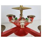 Lot of Vintage Christmas Décor - Miniature Nativity, Advent Candle Holder, and Brass Candlesticks