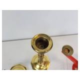 Lot of Vintage Christmas Décor - Miniature Nativity, Advent Candle Holder, and Brass Candlesticks