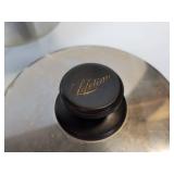 Pair of FLINT Stainless Steel Saucepans and Vintage Metal Wall Décor