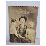 Pair of Vintage Hats and 1957 "Bonnie Scotland" Calendar with Queen Elizabeth on the Cover