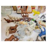 Lot of Treasures - Vintage Kitchen Flavorings, Curious George Jack-in-the-Box, Plastic Animals and Figures