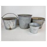 Lot of (4) Galvanized Buckets
