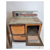 Vintage "Taters & Onyuns" Cabinet, Sunny Suzy Tin Oven, Tonka Truck, and Enamel Pan - NO SHIPPING