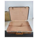 Pair of Vintage Suitcases with Fur Hat in Hat Box - NO SHIPPING