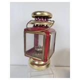 Lot of Vintage Items - Tin Litho Adding Machine, Small Oil Lantern, and Microscope with (5) Sets of Prepared Slides