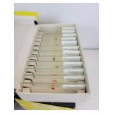 Lot of Vintage Items - Tin Litho Adding Machine, Small Oil Lantern, and Microscope with (5) Sets of Prepared Slides