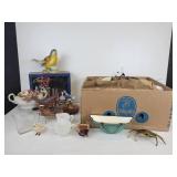 Large Lot of Vintage Porcelain Bird Figurines, Planters, Brass Crab Ash Tray, and More - NO SHIPPING