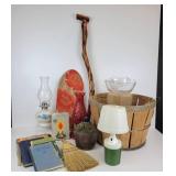 Lot of Vintage Treasures - Apple Basket, Oil Lamp, Christian Song Books, Lamps, and More! NO SHIPPING
