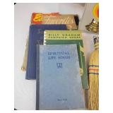 Lot of Vintage Treasures - Apple Basket, Oil Lamp, Christian Song Books, Lamps, and More! NO SHIPPING