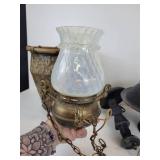 Vintage Brass-Colored Light Fixture, Tin Planter, and More - NO SHIPPING