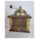 Enamelware Coffee Pot, Tobacco Tin, and Coffee Grinder