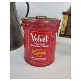 Enamelware Coffee Pot, Tobacco Tin, and Coffee Grinder