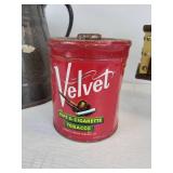 Enamelware Coffee Pot, Tobacco Tin, and Coffee Grinder