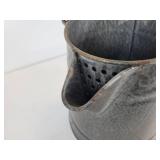 Enamelware Coffee Pot, Tobacco Tin, and Coffee Grinder