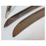 Elk Antler and Pair of Scythe Blades