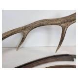 Elk Antler and Pair of Scythe Blades