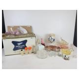 Lot of Vintage and Antique Glassware and Home Décor - Depression Glass, 5" Porcelain Doll, and More! NO SHIPPING